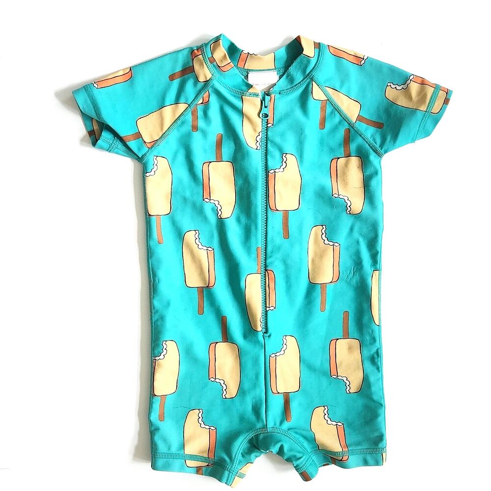 Hanna Andersson Rash Guard Suit Island Green Popsicles Size 12-18 Months | 70 cm